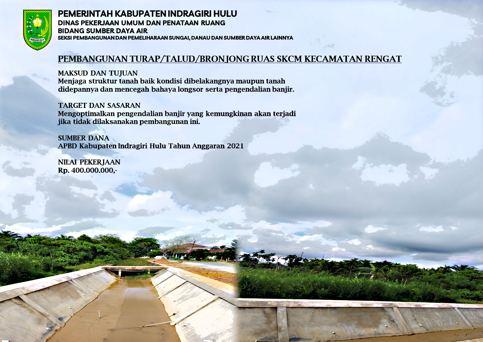 Realisasi kegiatan pembangunan pada Bidang Sumber Daya Air